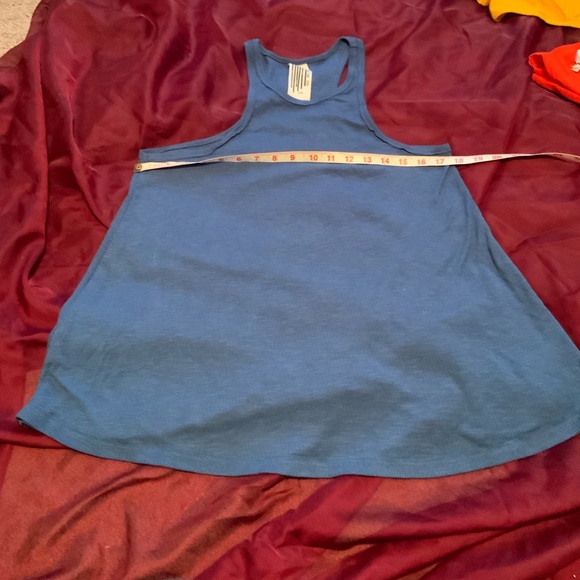 Free People Long Beach Ribbed Blue Tank Top size Lg - Picture 6 of 10